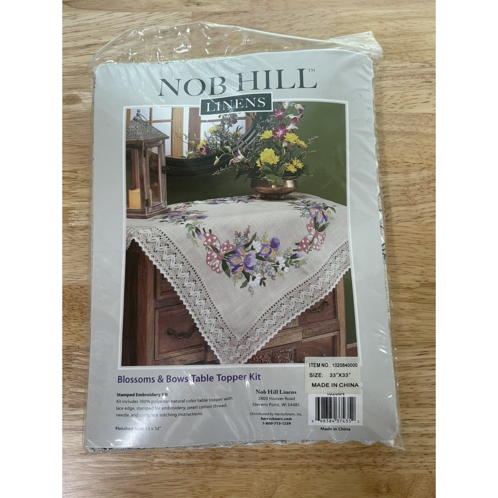 NEW NOB HILL LINENS EMBROIDERY Table Topper 33"X33" NEW SEALED